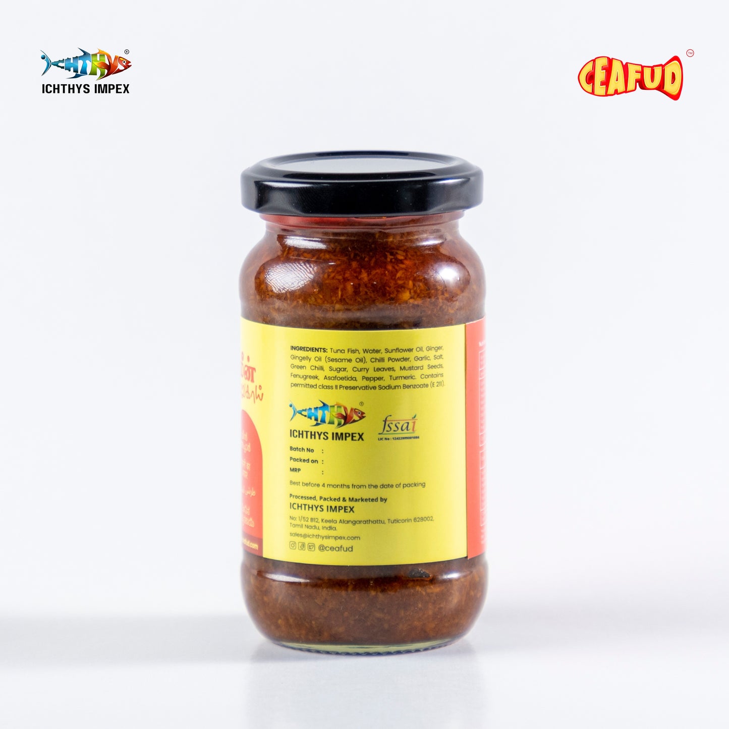 Delicious fish pickle prepared in Thoothukudi tradition, with tender fish pieces immersed in aromatic spices, perfect as a condiment.