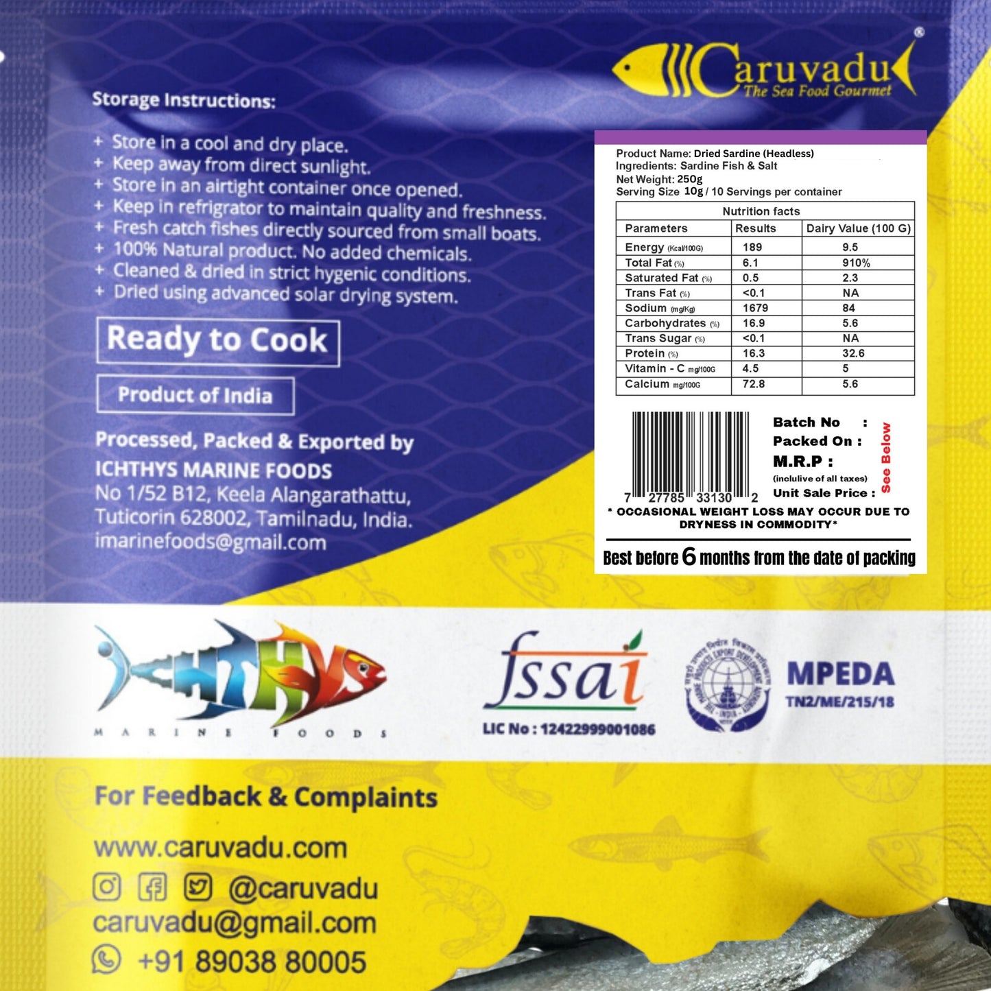 Headless| High-quality sun-dried headless sardines, rich in protein and omega-3 fatty acids.