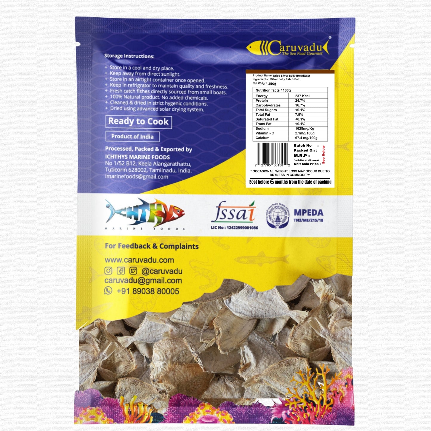 Dried Silver Belly (Whole) Premium whole dried silver belly fish, naturally sun-dried to preserve nutrients and flavor.