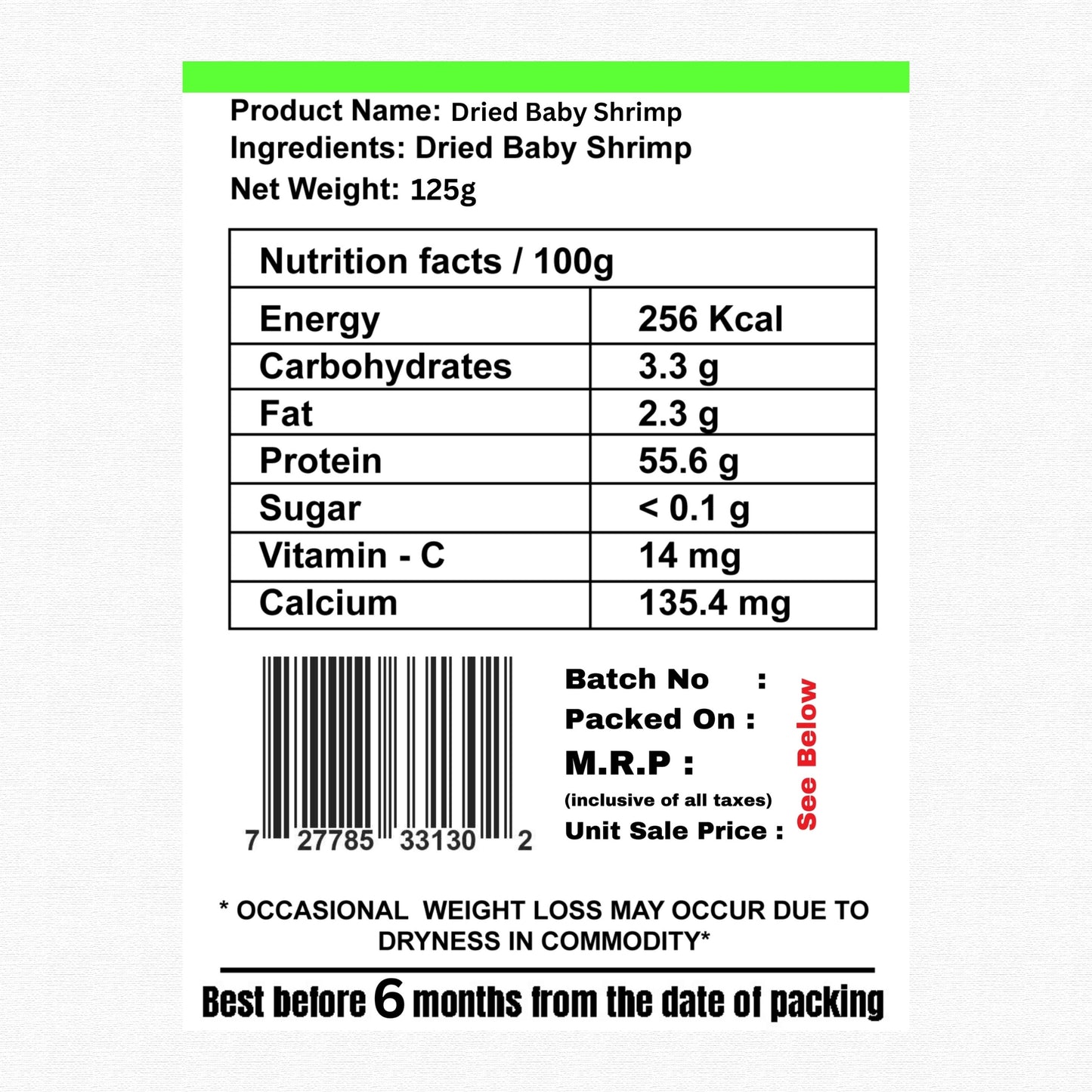 Dried Baby Shrimps- | Tiny sun-dried baby shrimps, perfect for enhancing the umami flavor in various dishes.