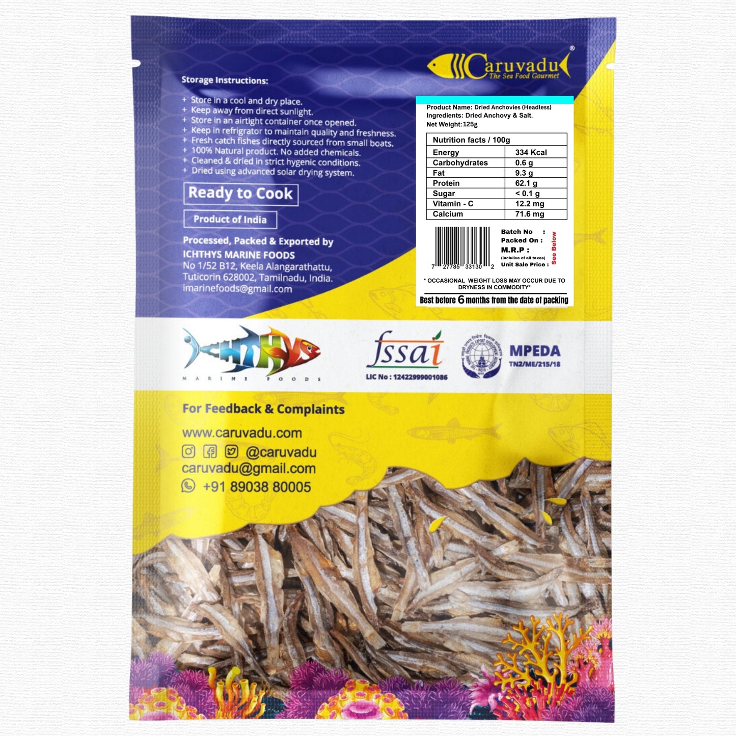 Headless dried anchovy – High-Quality Nethili Karuvadu