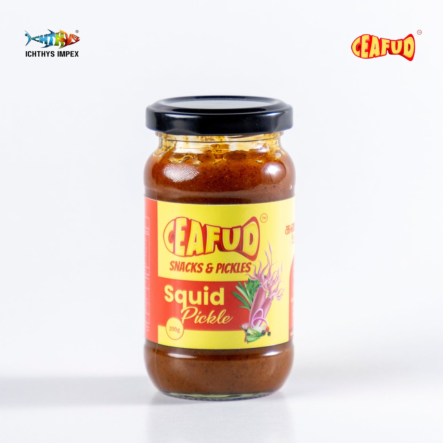 Squid pickle with tender squid rings marinated in a spicy and tangy pickle mix, offering a unique seafood delicacy.