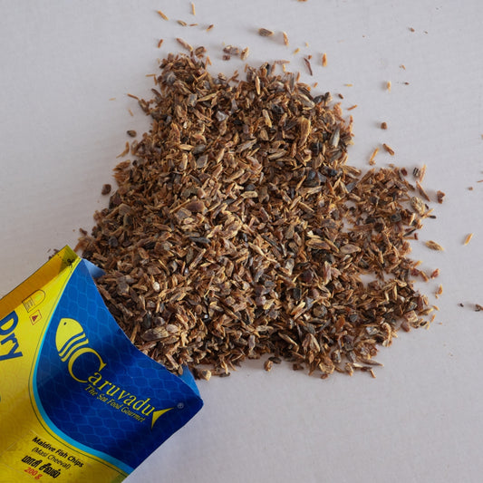 Maasi Karuvadu (Crushed Maldive Fish) – Dried fish flakes, dark brown commonly used in South Indian and Sri Lankan cooking.