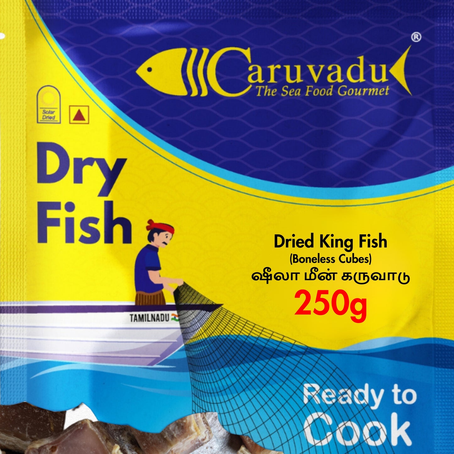 Cubed pieces of sun-dried king fish, known for their firm texture and rich taste.