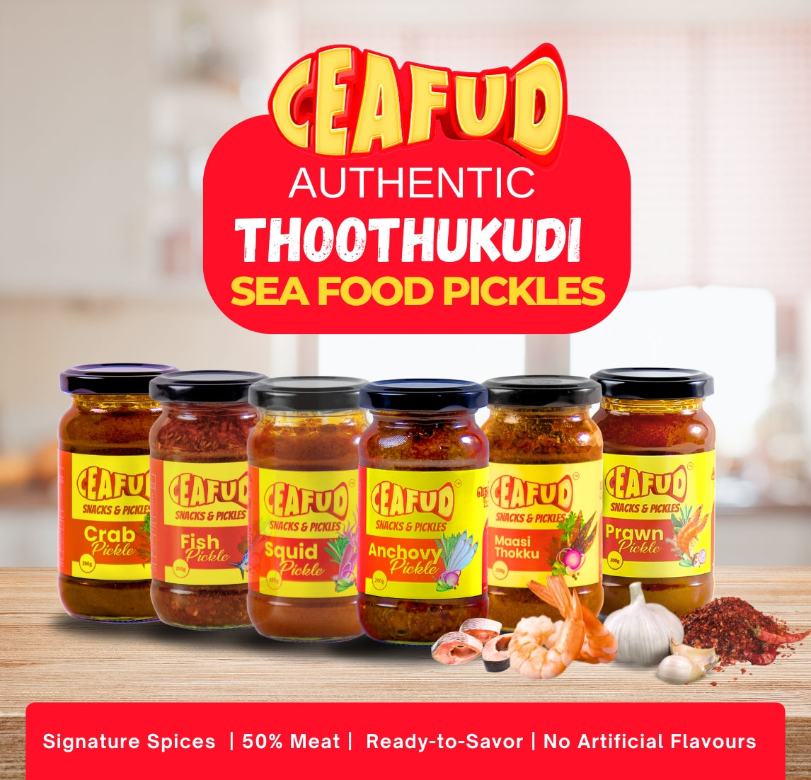 CEAFUD | Authentic Thoothukudi Ceafud Pickles | The True Taste of the Coast, Now in a Pickle | Bringing the Ocean’s Boldest Flavors to Your Plate | Thoothukudi Karuvadu & Prawn Pickles