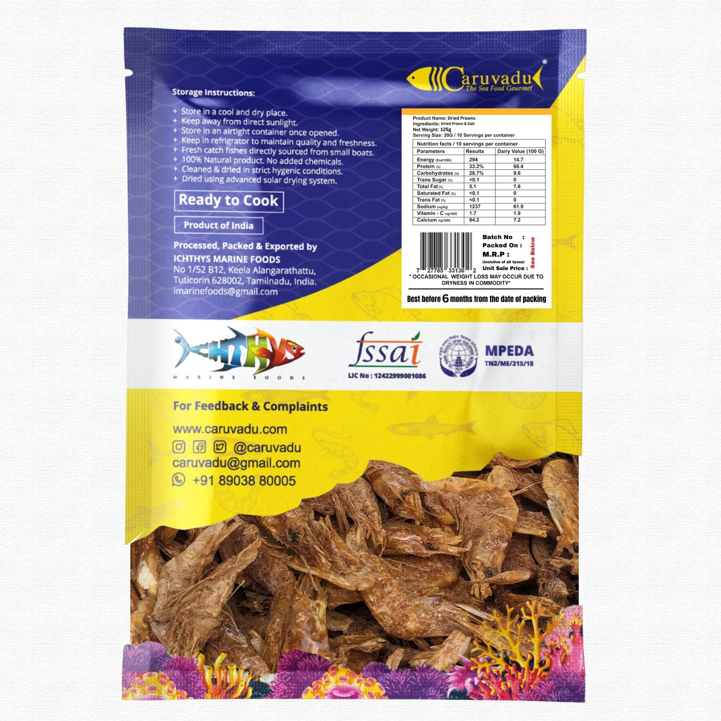 இறால் கருவாடு (Dried Prawns) Headless